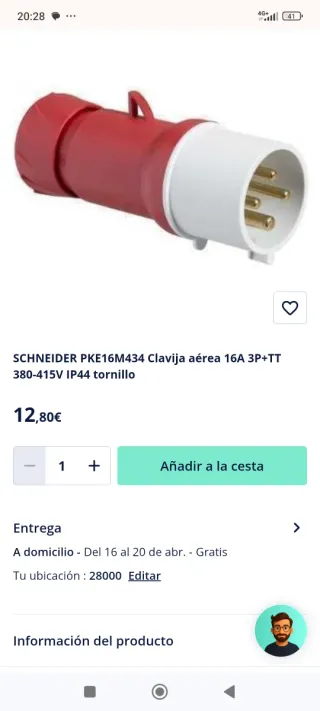 Enchufe Industrial Merlin Gerin 16A 3P+T