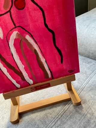 Cuadro abstracto mujer rosa acrílico