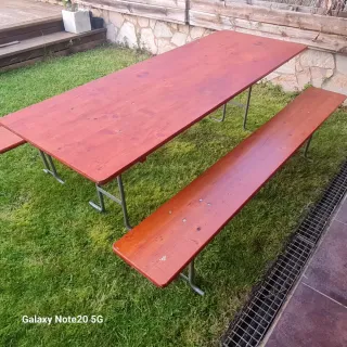 Mesa y banco plegables madera pino