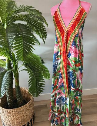 Vestido estampado tropical mujer