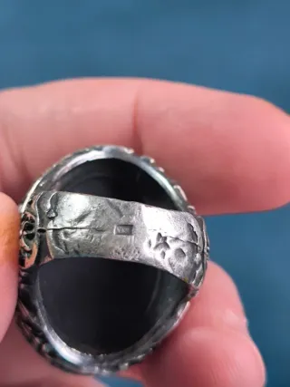Anillo Plata Piedra Negra y Circonitas