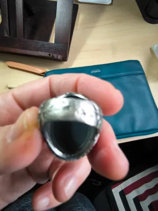 Anillo Plata Piedra Negra y Circonitas