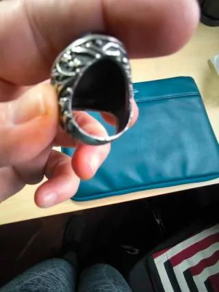 Anillo Plata Piedra Negra y Circonitas