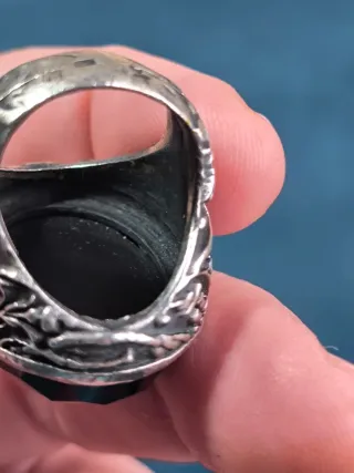 Anillo Plata Piedra Negra y Circonitas