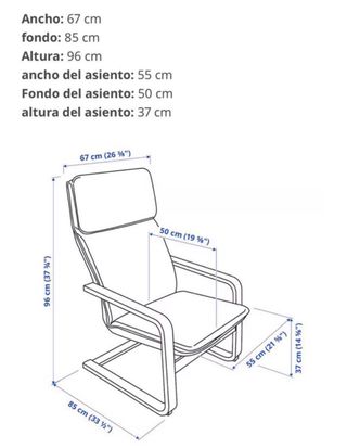 Sillón hamaca Ikea madera y tela gris