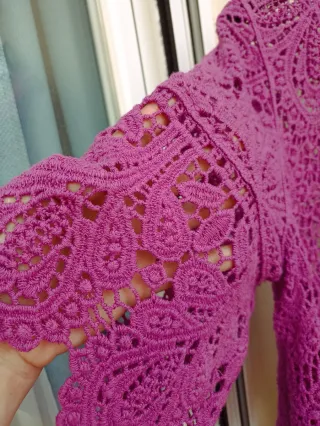 Conjunto falda larga y blusa de ganchillo