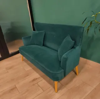 Sofá terciopelo azul turquesa 2 plazas