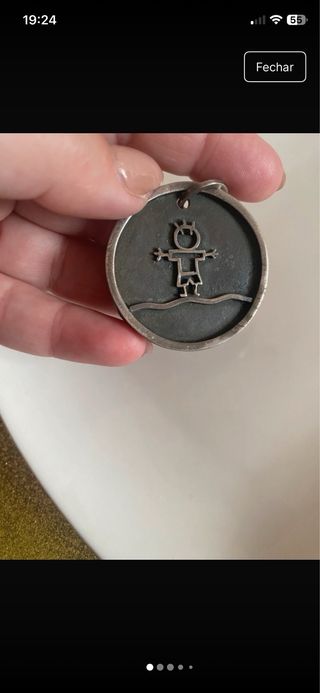 Medalhão Prata Criança Desenho