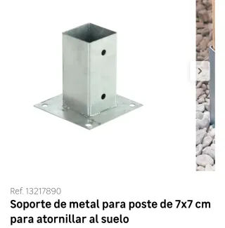 2 Anclajes Metal Suelo Poste 7x7cm