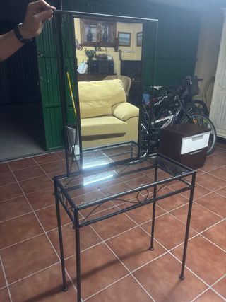 Consola y espejo forja entrada