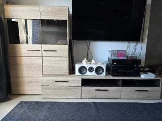 Mueble RTV Comedor + Estantería Madera