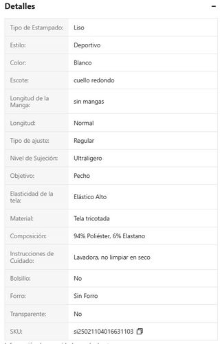 Camiseta Tirantes sin mangas Blanca Hombre Talla L