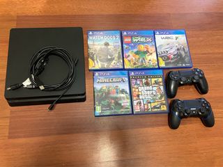 PS4 500GB Negra + 2 Mandos + 5 Juegos