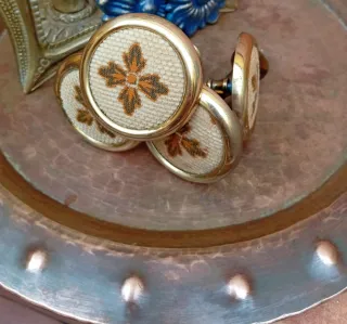 Rosetones latón forrados flor naranja