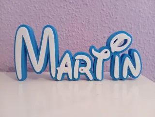 Nombre decorativo Martin azul y blanco