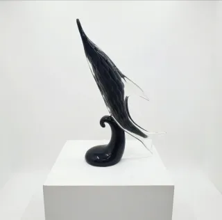 Escultura Murano Cristal Negra Transparente