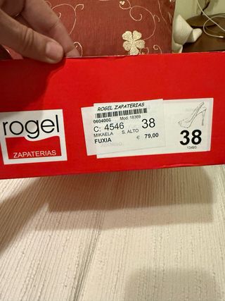 Zapatos tacón rosa y dorado T38