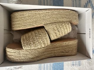 Sandalias esparto plataforma beige/marrón
