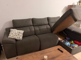 Sofa Chaiselonge mecánico con canapé y dos puff