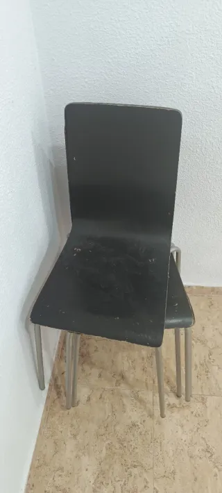 Juego 4 Sillas Negras Metal/Madera