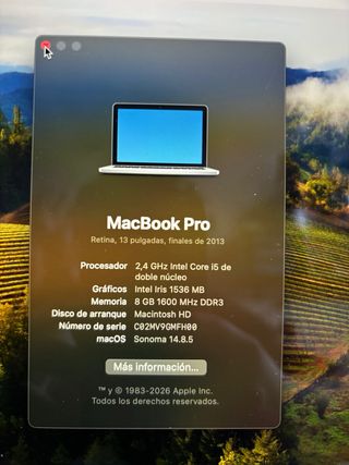 MacBook Pro 2014 A1502 Plata