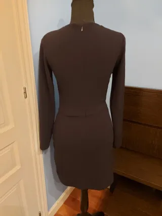 Vestido Zara negro manga larga drapeado