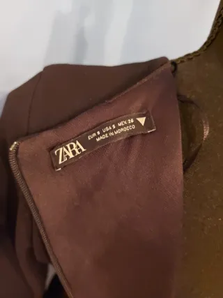 Vestido Zara negro manga larga drapeado