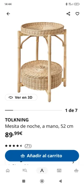 Mesita Ratan Ikea Nueva