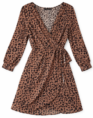Vestido cruzado estampado leopardo Blanco Talla S