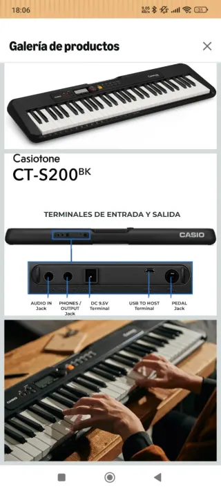 Teclado Casiotone CT-S200BK