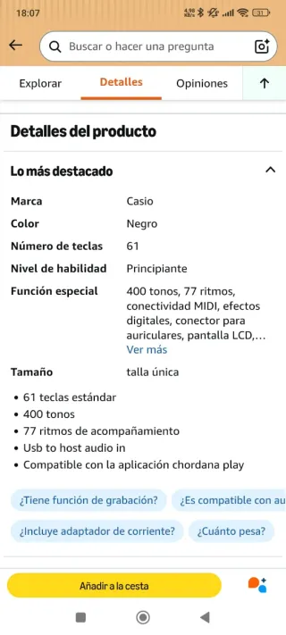 Teclado Casiotone CT-S200BK