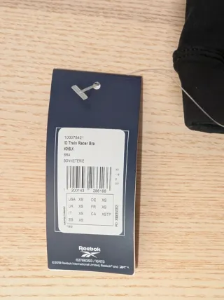 Sujetador deportivo Reebok XS negro