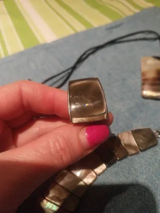 Conjunto Joyería Nácar y Plata 925.