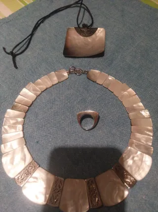 Conjunto Joyería Nácar y Plata 925.