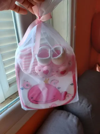 Lote regalo bebé/reborn ballena rosa