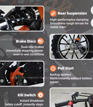 Pitbike Motocross 49cc Negro/Naranja