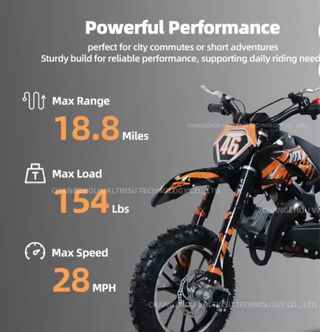 Pitbike Motocross 49cc Negro/Naranja