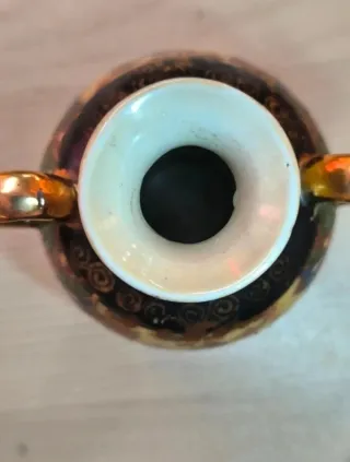 Jarrón Antiguo Porcelana Asiática Dorado