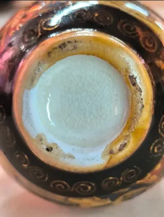 Jarrón Antiguo Porcelana Asiática Dorado