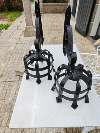 Pareja Apliques/Lámparas Forja Maciza Est Medieval
