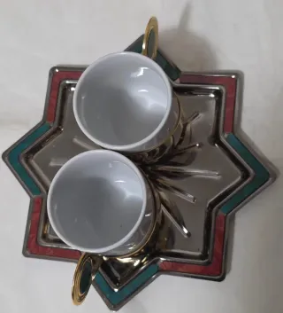 Set 2 Tazzine Caffè Oro e Pietra