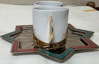 Set 2 Tazzine Caffè Oro e Pietra