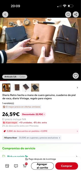 Diario de piel con bolígrafo