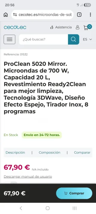Microondas Cecotec 3D Wave 5020