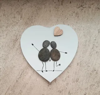 Cuadro Corazón Piedras y Madera
