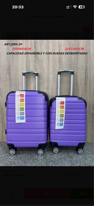 Lote dos maletas cabina ruedas desmontables