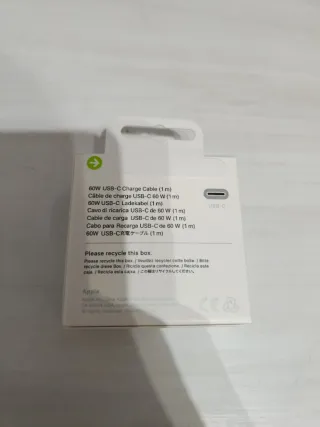 Cable Carga USB-C Apple 60W 1m