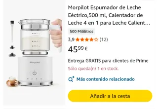 Espumador Leche Eléctrico Morpilot 500ml