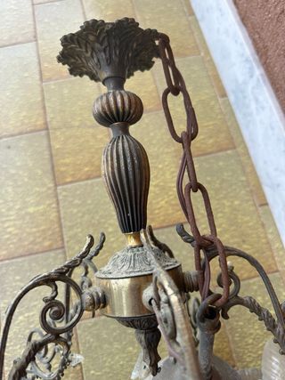 2 Lampadari Vintage Ottone Cristalli