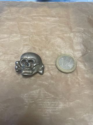 Rare Waffen-SS visor cap skull marked RZM 1942